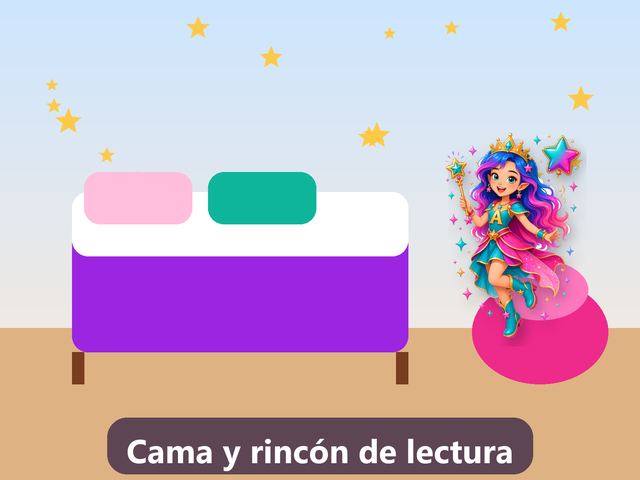 Cama y rincón de lectura